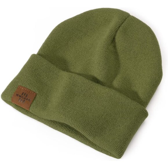 Men and Women Light Green Acrylic Stretchy Daily Knit Warm Winter Beanie Hats - Picture 5 of 6